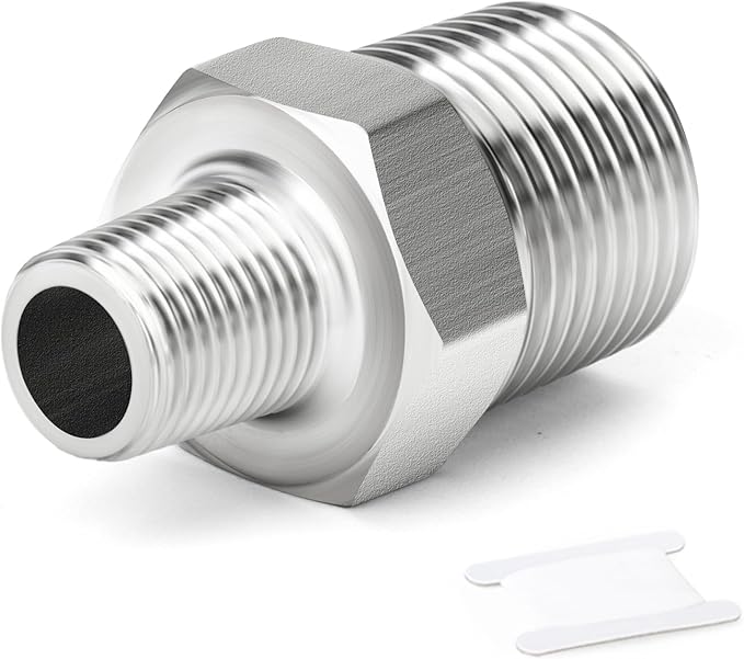 TAISHER 5PCS 304 Stainless Steel New Hex Nipple, 1/2" NPT Male x 1/4" NPT Male, Reducing Pipe Adapter Fitting