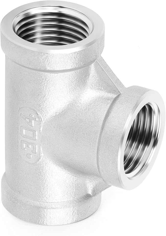 TAISHER 2PCS 304 Stainless Steel Tee Pipe Fittings, 1-1/4" x 1-1/4" x 1-1/4" NPT Female Pipe Fittings