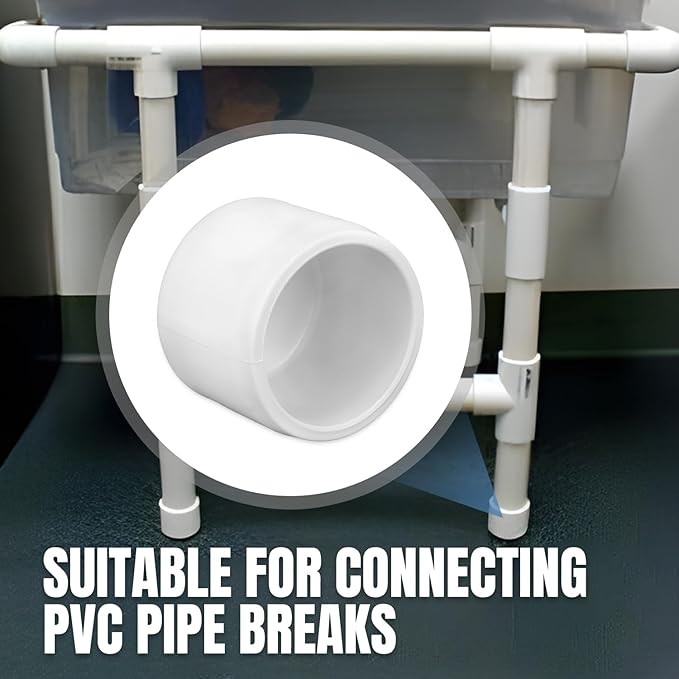 20Packs 1/2" PVC Pipe End Cap Plug Adapter Pipe Fitting，Schedule SCH40 Grade PVC Pipe End Cap Plug Adapter, White 1/2 inches Socket Fittings for Build Furniture DIY Garden Shelf