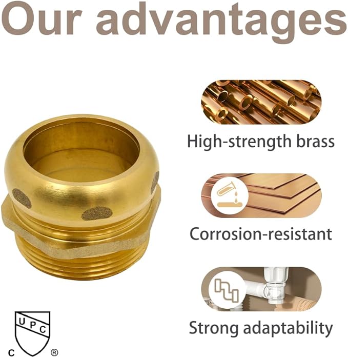 ZM Fire Equipment Trap Adapter Brass Hexagonal Fitting (1-1/2" MIP x 1-1/2" Slip-Joint)