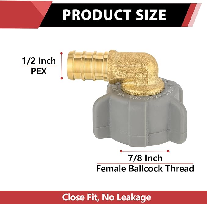 (Pack of 20) EFIELD 1/2 Inch Pex X 7/8 Inch Toilet Ballcock Swivel Elbow Adapter, Brass Plumbing Fittings,(PEX1807311-20PCS)