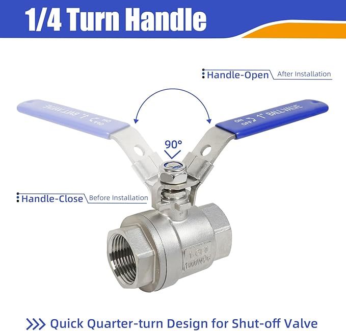 YADIAN 4 Pack 1" NPT Female Ball Valve Stainless Steel 304 Full Port Ball Valve Heavy Duty Shut Off Valve 1 inch for Water, Oil, and Gas with Locking Device, NPT Female, 1000 WOG, Pack of 4