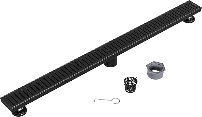 Neodrain 36" Matte Black Bathroom Linear Shower Drain with Removable Capsule Pattern Grate, 304 Stainless Steel Shower Floor Linear Drain- CUPC Certified with Hair Strainer