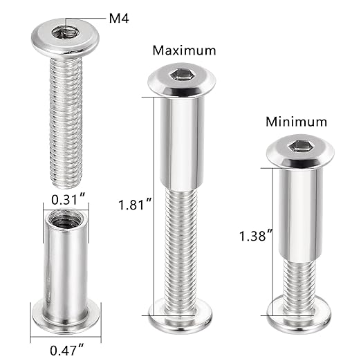 200 Pcs Silver M6x30mm Furniture Bolts - Heavy-Duty Carbon Steel Rivets for Leather Projects Sofa Fixing and Furniture Connectors