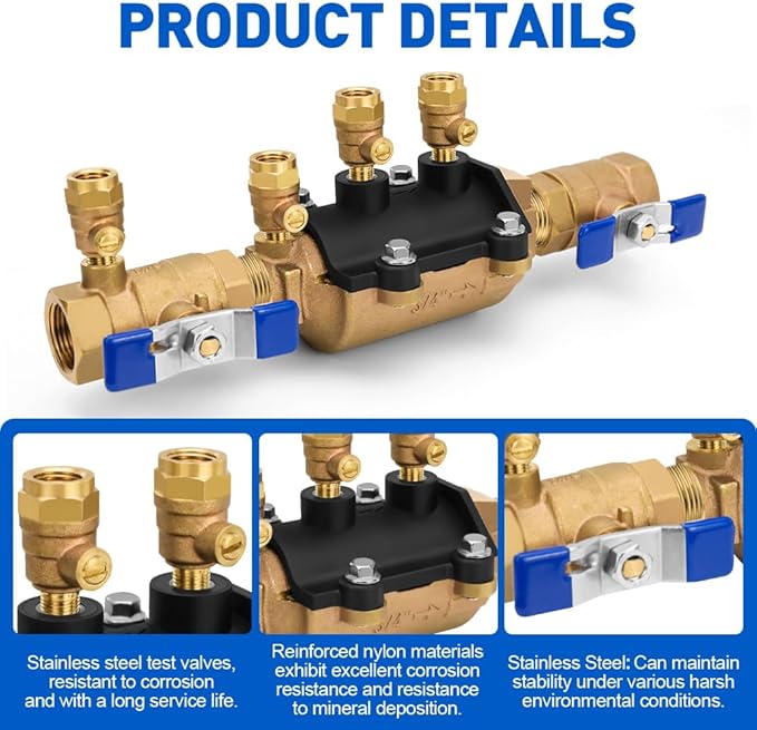 34-350 3/4" 350 Double Check Backflow Preventer,3/4 Backflow Preventer,Double Check Valve Assembly,Prevent Backpressure and Backsiphonage