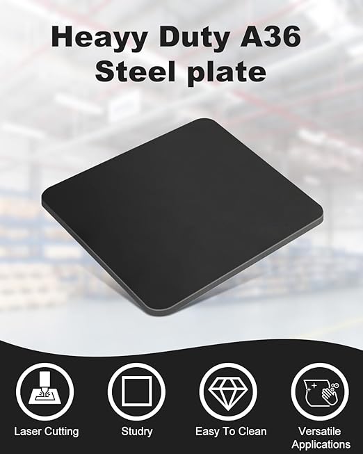 2 Pcs 6" x 6"x1/4" Steel Plate, A36 Square Hot Rolled Steel Base Plate, 1/4 Inch Thick Weldable Metal Plates for Structural Support and Industrial Use