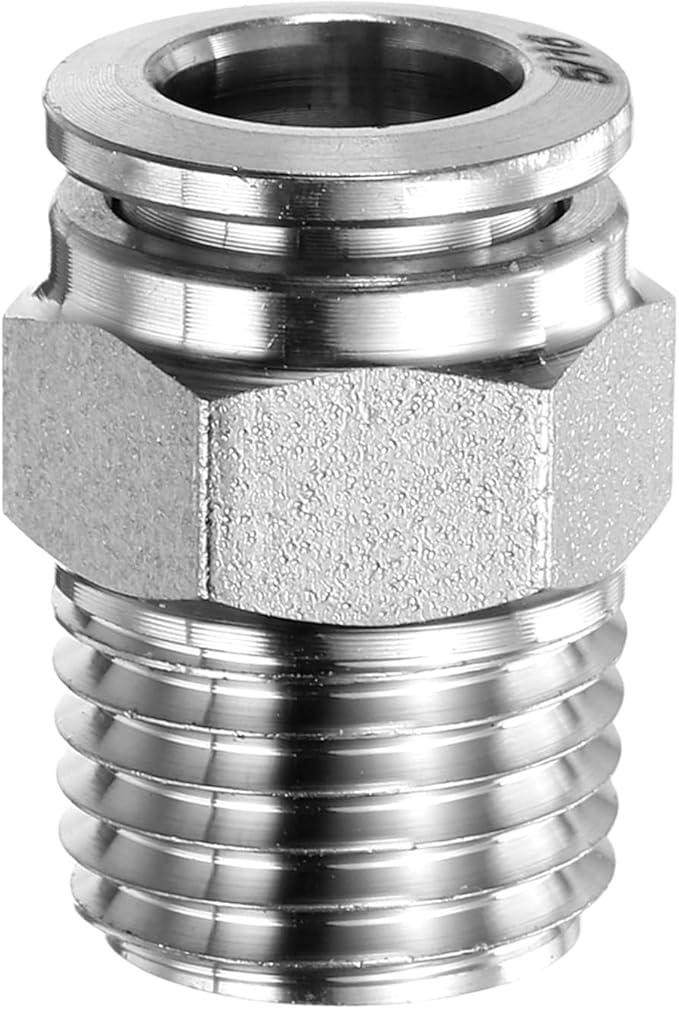 HARFINGTON Push to Connect Fittings 5/16" Tube OD x 1/4" NPT Thread Male Straight Union Fittings 304 Stainless Steel Quick Connect Pneumatic Accessories for Trailers Air Brake System