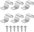 uxcell 6Pcs 18mm(11/16") One Hole Rigid Pipe Strap, 304 Stainless Steel Conduit Clamp Thicken U Bracket Heavy Duty Pipe Clamp with Self-Tapping Screws for Fixing Tube Cable, Silver