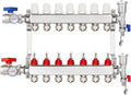 7-Branch PEX/Radiant Heat Manifold，1/2" PEX Tubing Manifold,304 Stainless Steel Floor Heat Manifold Kit with 1/2" Adapters Included for Hydronic Radiant Floor Heating (7-Loop)