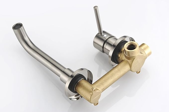 Sumerain Wall Mount Bathroom Faucets Brushed Nickel,Single Handle Wall Mount Faucet with Brass Rough-in Valve