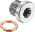 PATIKIL M10 x 1 Metric Pipe Plug Fitting, 304 Stainless Steel Internal Hex Head Socket Pipe Cap Adapter Connector with Copper Washer for Sealing Oil Gas Water