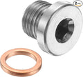 PATIKIL 2 Pcs M10 x 1 Metric Pipe Plug Fitting, 304 Stainless Steel Internal Hex Head Socket Pipe Cap Adapter Connector with Copper Washer for Sealing Oil Gas Water