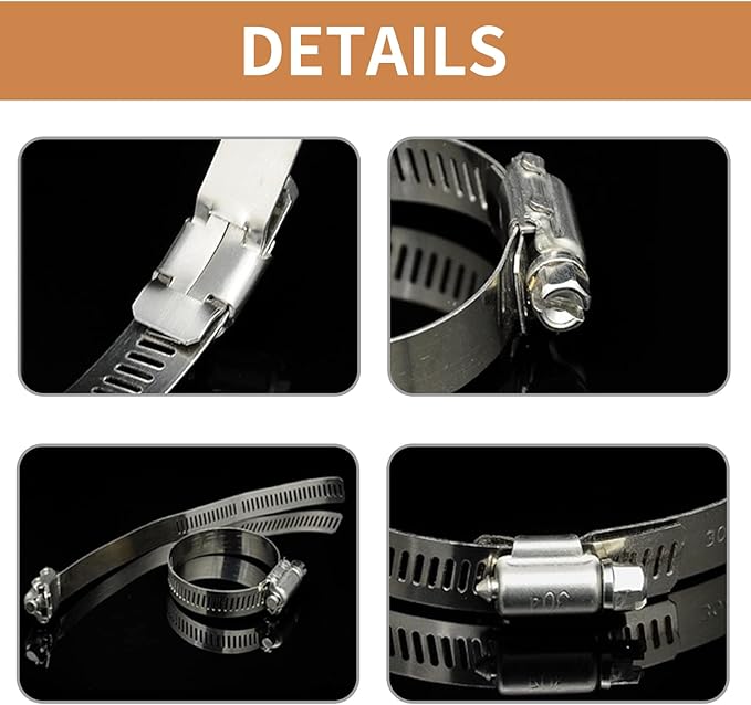 Hose Clamp, 100 Pack Stainless Steel Hose Clamps Worm Gear Fuel Line Pipe Clamps, 10-16mm (1/2 inch)