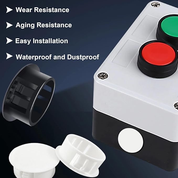 6 Pcs White Plastic Hole Plugs, 60mm(2-3/8") Flush Type Panel Plugs, Round Snap Knockout Locking Plugs for Furniture Insert End Caps Panels