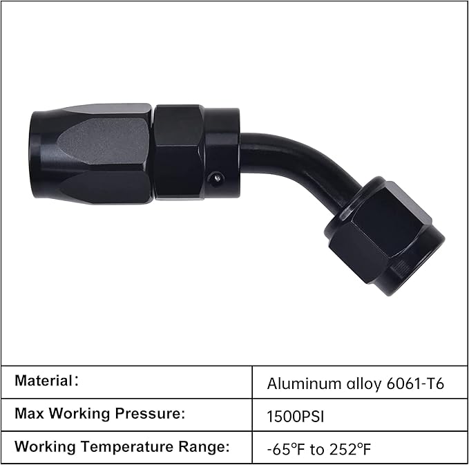 EVIL ENERGY 8AN Hose End Fitting 45 Degree Swivel for CPE Braided Hose Black 2PCS