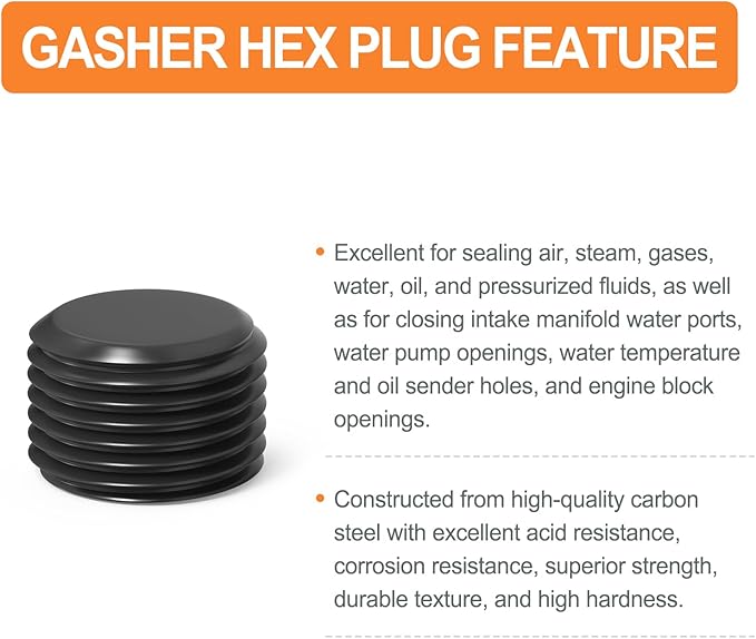 GASHER 50Pcs 1/4" NPT Carbon Steel Pipe Plug Fitting Internal Hex Thread Socket Pipe Plug