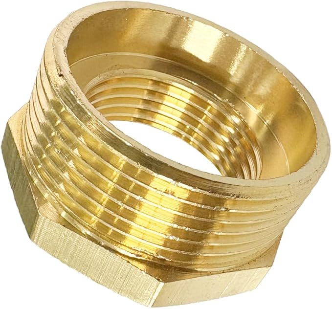 1-1/2" NPT Male x 1" NPT Female Brass Reducer Hex Bushing Threaded Pipe Fitting Reducing Adapter Pack of 1