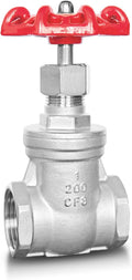 1" NPT Stainless Steel Gate Valve, Heavy Duty Female x Female Thread Manual Rotary Sluice Valve with Wheel Handle for Water, Oil, Gas, Industrial Plumbing, and HVAC Systems (1", DN25)