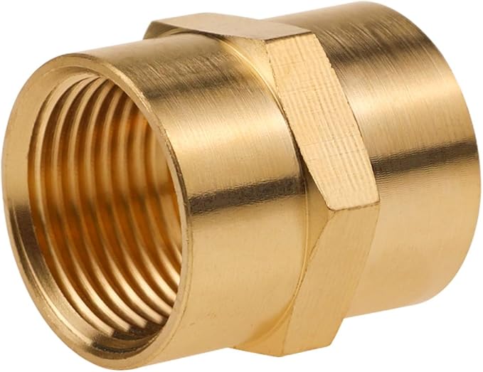 FNPT 3/4 Brass Hex Coupler, Female Pipe Fittings for Water/Oil/Gas Line,2PCS
