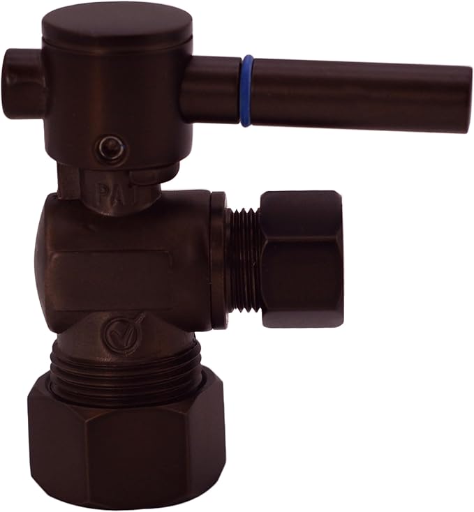 Westbrass R105BL-2-12 1/4-Turn Lever Handle Angle Stop Shut Off Valve, 5/8" OD x 3/8" OD, Oil Rubbed Bronze (2-Pack)