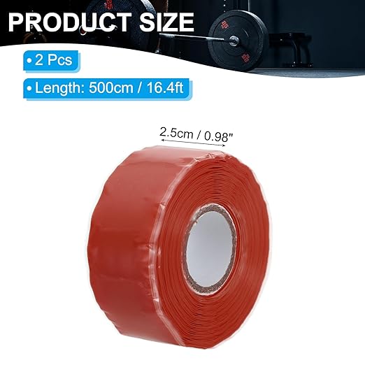 PATIKIL Grip Tape for Handles 1" x5ft, 2 Roll Self-Fusing Silicone Tape for Bike Handles Pull Up Bars Gym Equipment Plumb/Hose/Pipe Leaks Emergency, Red