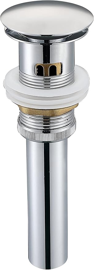Stainless Steel Pop up Drain for Bathroom Sink Inst Sink Drain with Detachable Basket, Polished Chrome Drain Component with Overflow Bathroom Sink Drain