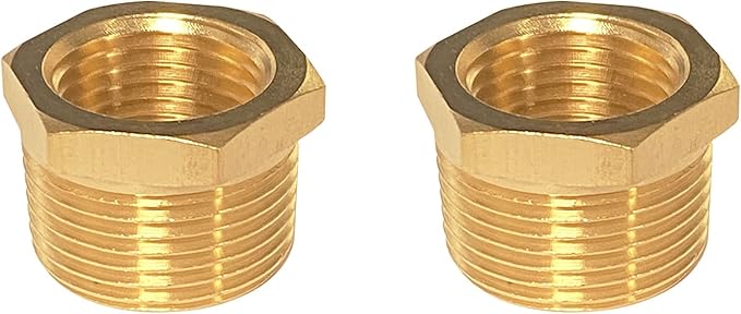 YOUHO 3/8 to 1/8 reducer Brass Threaded Pipe Fitting 3/8 NPT Male x 1/8 NPT Female Hex Bushing Adapter (Pack of5)