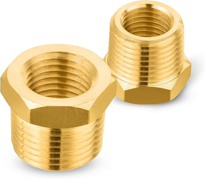 200-PCs HeSun Brass Thread Pipe Fitting, 3/4" NPT Male x 1/2" NPT Female Reducer Hex Bushing Adapter(NPT033-200)