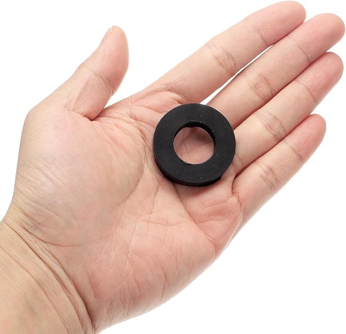 uxcell 12 Pcs Solid Nitrile Rubber Flat Washer DN20 1-11/32" OD x 3/4" ID x 1/4" Thickness Large Washers O Ring Sealing Gaskets, Industrial Flat Rubber Spacer, Black