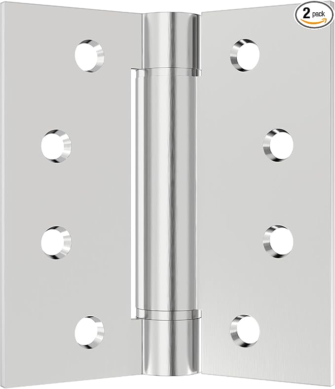Hinges Self Closing Door Hinges 4 Inch 304 Stainless Steel Hinges Spring Loaded Hinges with Adjustable Tension Square Corners Heavy Duty Hinges 2 Pack