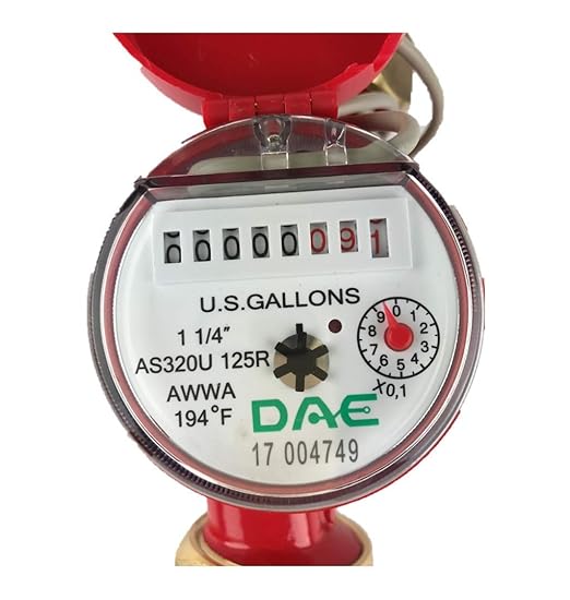 DAE AS320U-125RP 1-1/4" Hot Water Meter with Pulse Output, Measuring in Gallon + Coupling