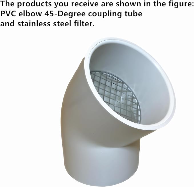 PVC Vent Cap 1 pcs 45-Degree for 4" Schedule 40,PVC Termination Cap,Vent Cover Screen,Round Furnace PVC Pipe Stainless Steel Roof Vent Cap,Installation not Required That PVC Elbow,or Coupling