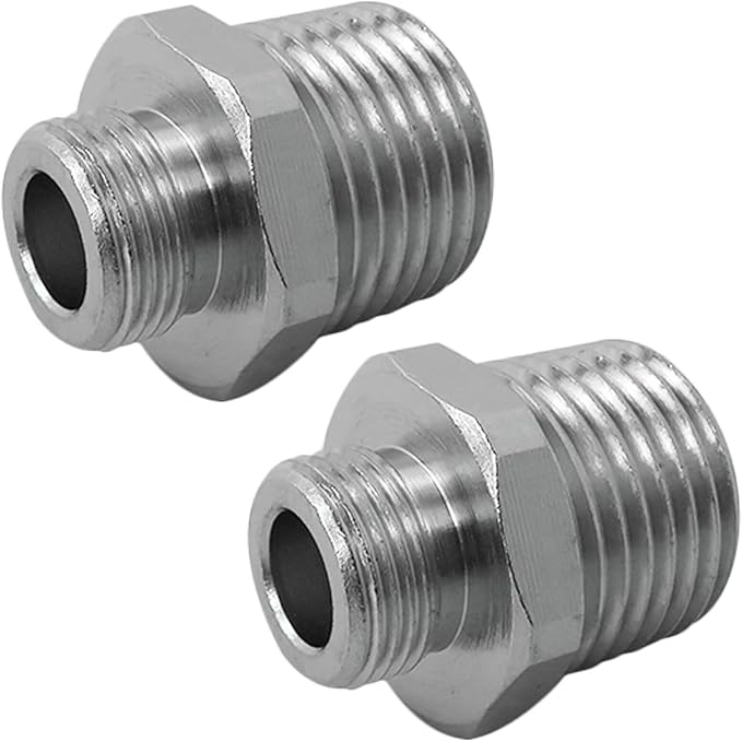 New Pack of 2 1/2 to 3/8 Reducer Adapter, Brass Hex Threaded Pipr Fitting, Supply Water Line Adapter Upgrade for Kitchen Plumbing