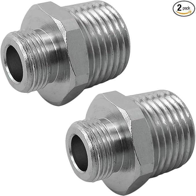 Xspeedonline Brass Pipe Reducer Fitting, 3/8" to 1/2" Male Compression Adapter with Leak-Proof Washer Compatible for Plumbing, 2-Pack