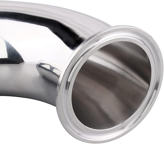 DERNORD Sanitary Hose Barb Pipe Fitting 2" Tri Clamp (64MM Ferrule) 90 Degree Elbow (Tube OD: 2"/51MM (2 Tri-clamp))
