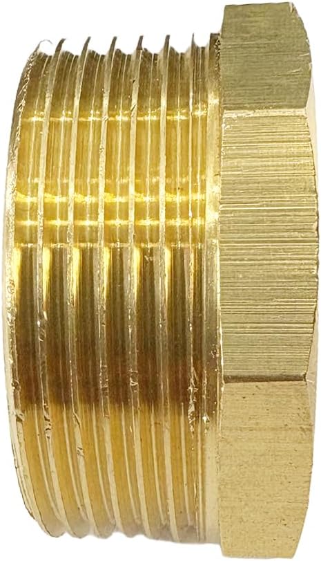 1-1/2" NPT Male x 1" NPT Female Brass Reducer Hex Bushing Threaded Pipe Fitting Reducing Adapter Pack of 1