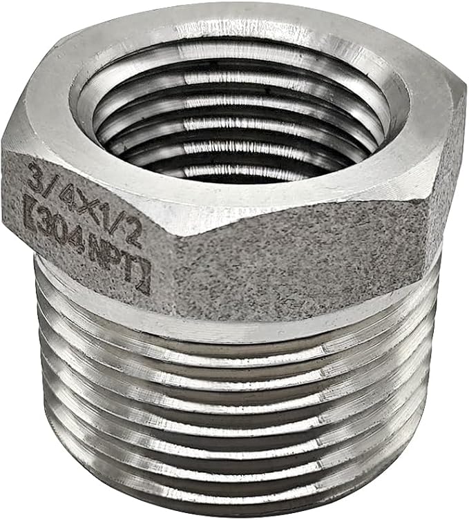 Beduan Stainless Steel Reducer Hex Bushing, 3/4" Male NPT to 1/2" Female NPT, Reducing Cast Pipe Adapter Fitting