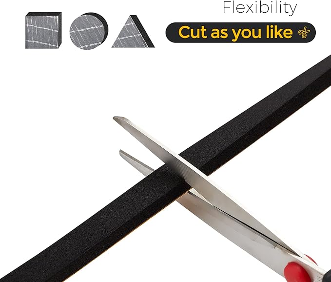 13 Feet Weather Stripping Door Seal, 1" Wide X 3/4" Thick Door Seal Strip High Density Foam Tape Adhesive Strip for Door Soundproofing,Window Insulation (1" x 3/4" x 13FT,Black)