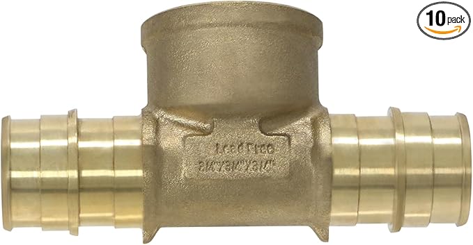 XFITTING Pex A 3/4 x Pex A 3/4 Inch x 3/4 Female NPT Tee, Pex A Female NPT Tee, 29-6-4=10XX, 10 Pieces