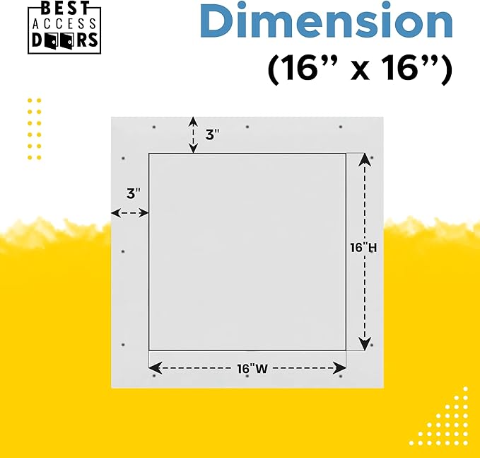 Best 16” x 16” Pop-Out Gypsum Access Panel with Glass Fiber Reinforced Square Corner, Light Weight Ceiling Access Panel, Easily Textured Access Door, No Shrinkage & Cracking, White, AMZ-BA-GRG-SC