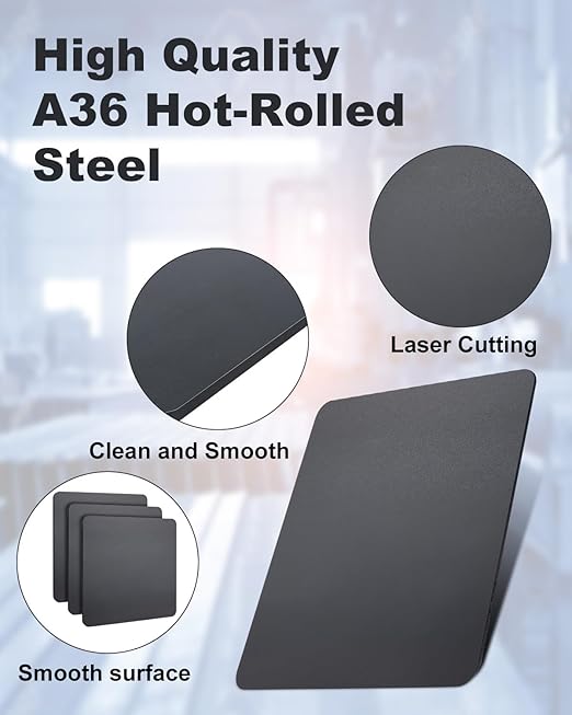 2 Pcs 10" x 10"x1/4" Steel Plate, A36 Square Hot Rolled Steel Base Plate, 1/4 Inch Thick Weldable Metal Plates for Structural Support and Industrial Use