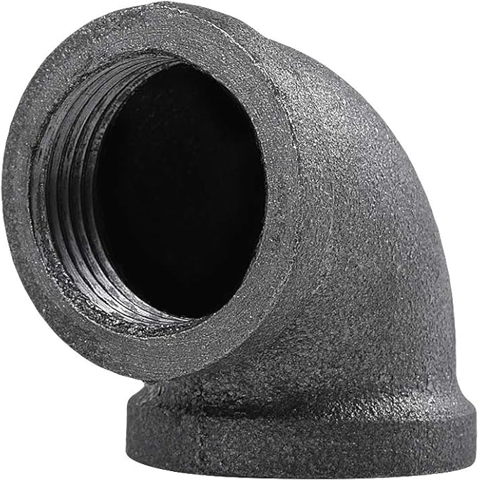 10 Pack 3/4 inches Elbows Malleable Cast Iron Pipe, Industrial Pipe for Threaded Black Pipes and Fittings, DIY Steampunk Industrial Vintage Style.