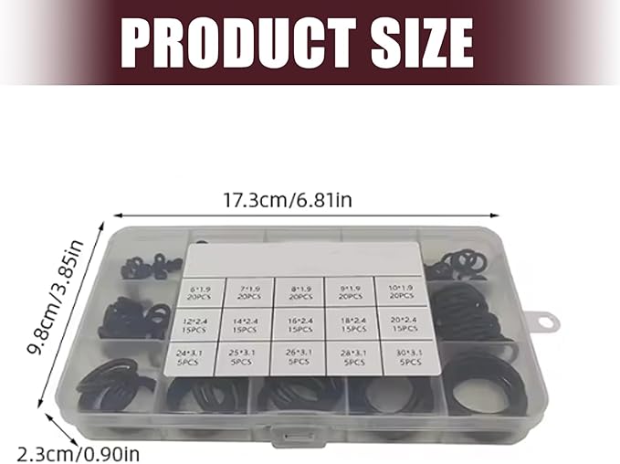 200Pcs 15 Sizes O Rings Assortment Kits Sealing Rubber Rings Gaskets for Automotive Repair, Plumbing and Faucet