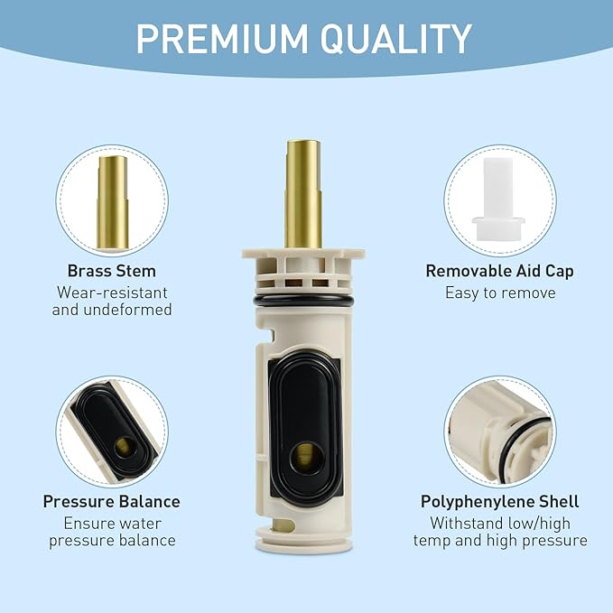 1222 Cartridge Kit Compatible with Moen Posi Temp Valve Tub Shower Faucet Single Handle, Incloud 104421 Cartridge Puller remaoval Tool and Handle Adapter Kit 116653