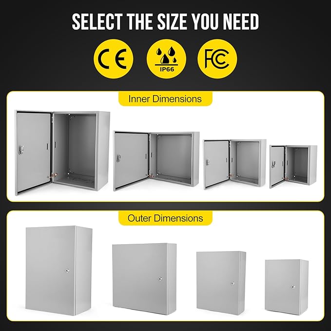 Electrical Box, 16x16x8 NEMA 4X Steel Electrical Box, Ip66 Waterproof & Dustproof, Outdoor/Indoor Electrical Junction Box, Lockable Junction Box