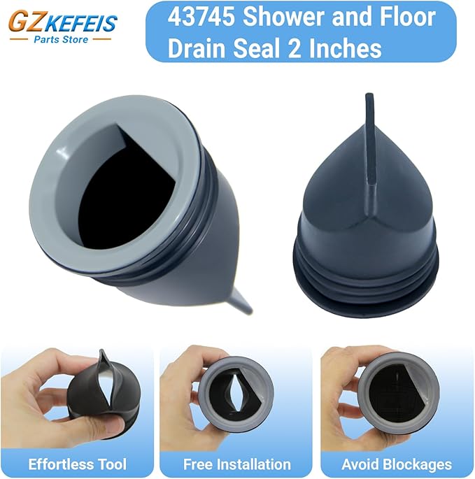 43745 Shower and Floor Drain Seal 2 Inches Compatible with Oatey D-Type General Purpose Floor Drain Easy Installation Anti-Clogging Backflow Preventer with Rubber TPE Material