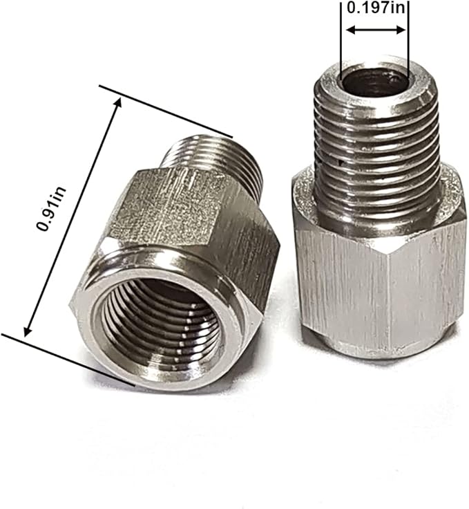 1/8" NPT Male To M10x1.0 Female Gauge Sender Adapter M10 Fuel Oil Trans Brakes