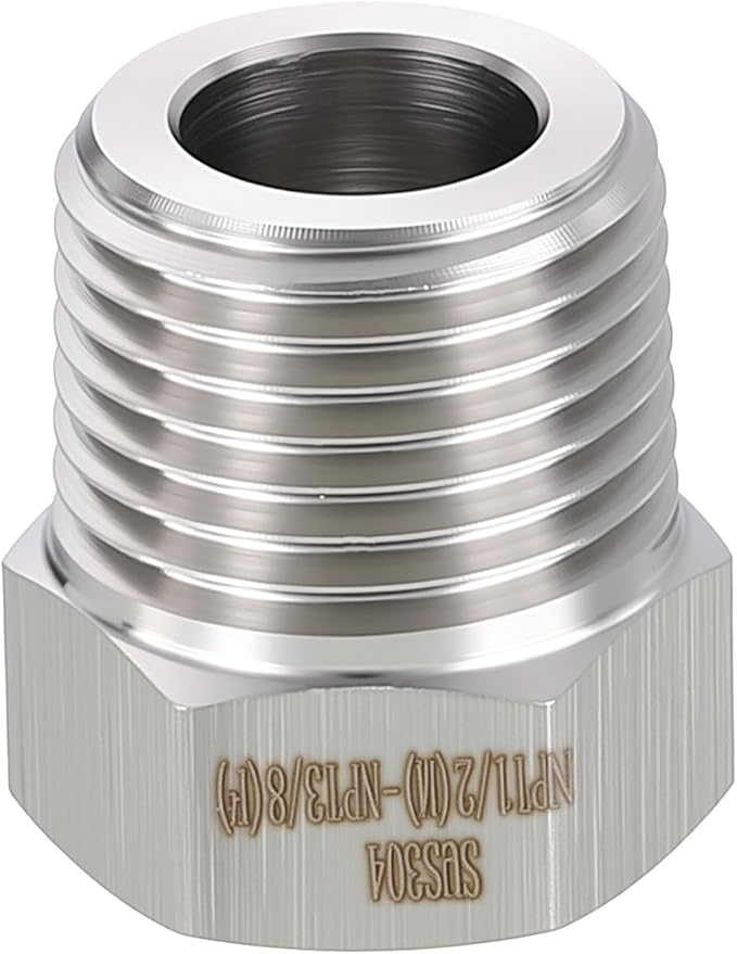 1 Pack 304 Stainless Steel Male to FeMale Adapters, 1/2" Male NPT x 3/8" FeMale NPT Hex Bushing Reducer for Industrial, Automotive, Fluid Transfer, Home Gardening, Water Treatment