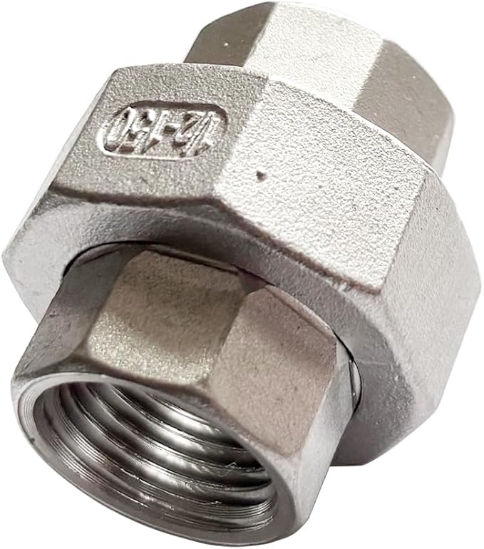 1/2" Union Pipe 304 Stainless Steel NPT Female Thread Union Joint Cast Pipe Fitting Pack of 2