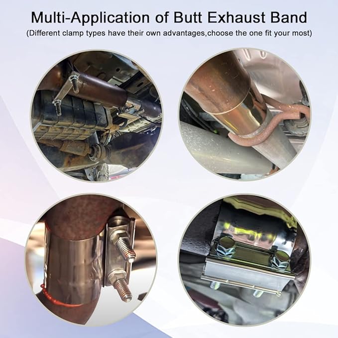 ID 2 Inch Butt Joint Exhaust Band Clamp-Stainless Steel Sleeve Coupler-fits OD 2" Exhaust Pipes Mufflers